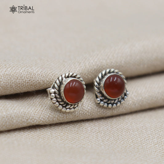 925 sterling silver gorgeous red carnelian stone stud earring best unisex jewelry s1430