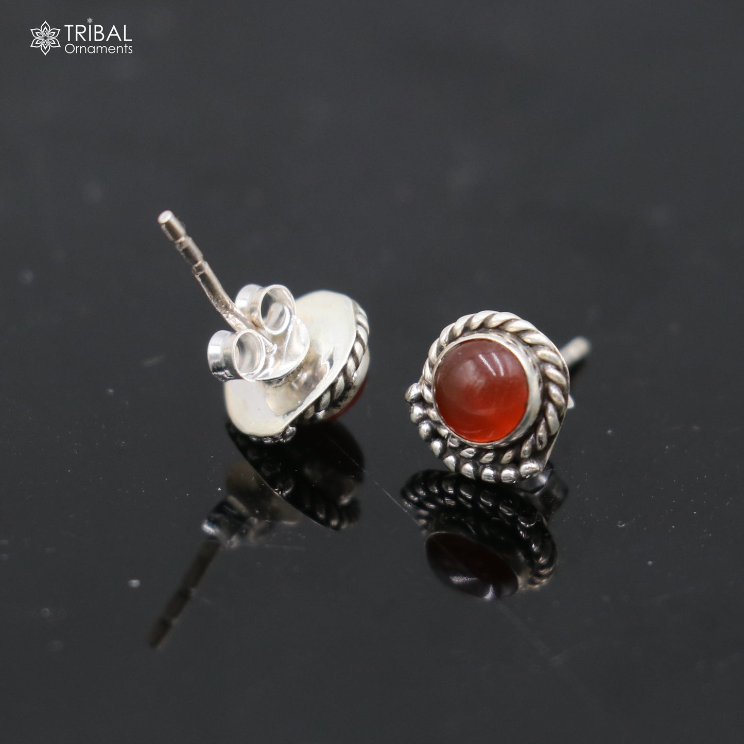925 sterling silver gorgeous red carnelian stone stud earring best unisex jewelry s1430