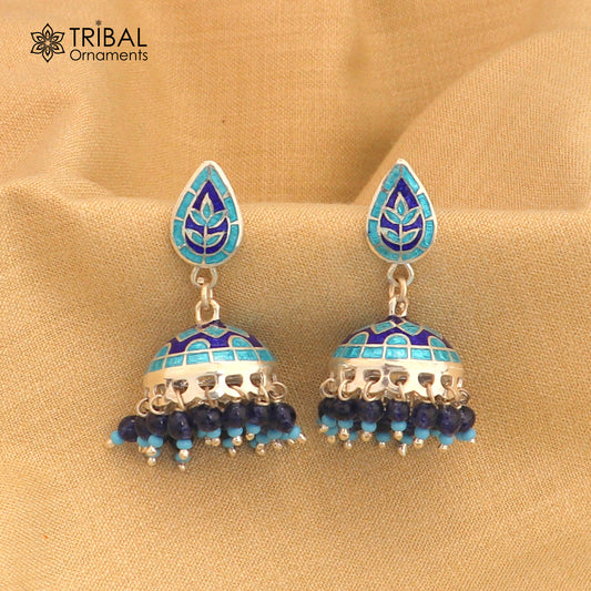 925 sterling silver stylish minakari design jumka earring er257