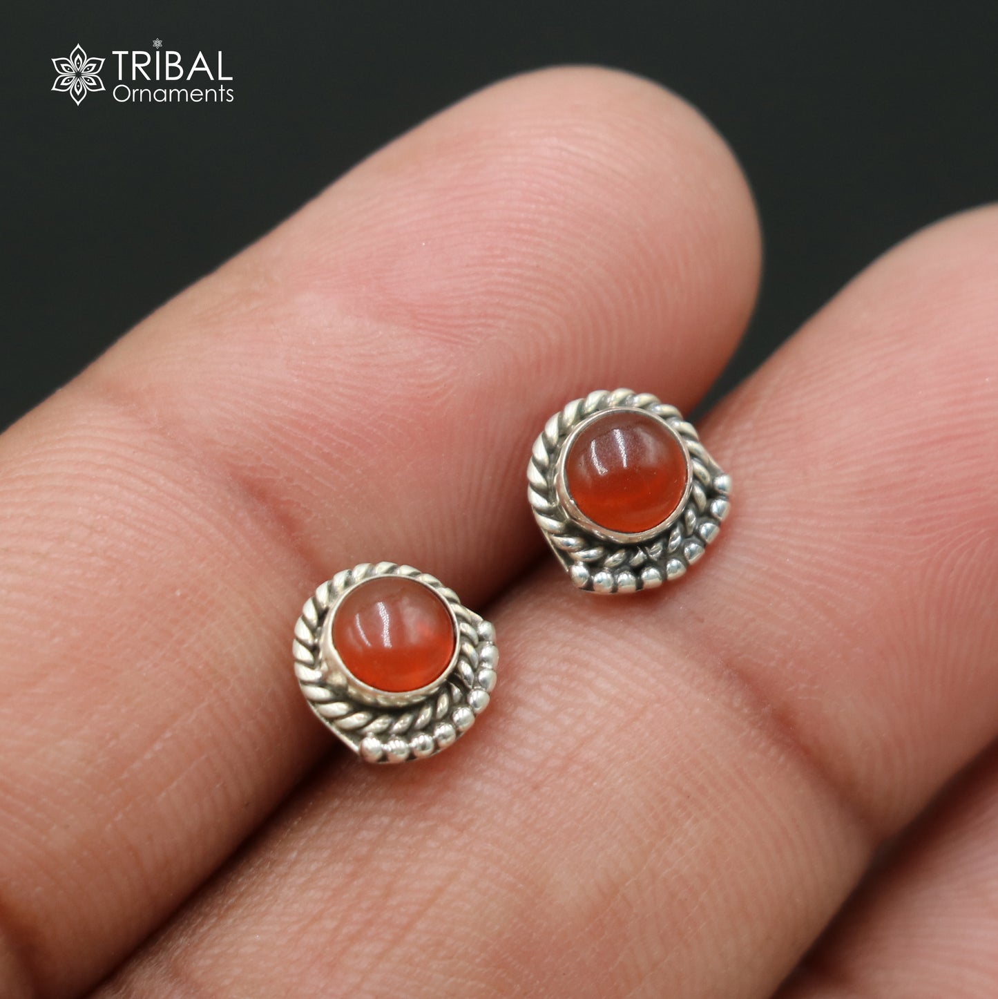 925 sterling silver gorgeous red carnelian stone stud earring best unisex jewelry s1430