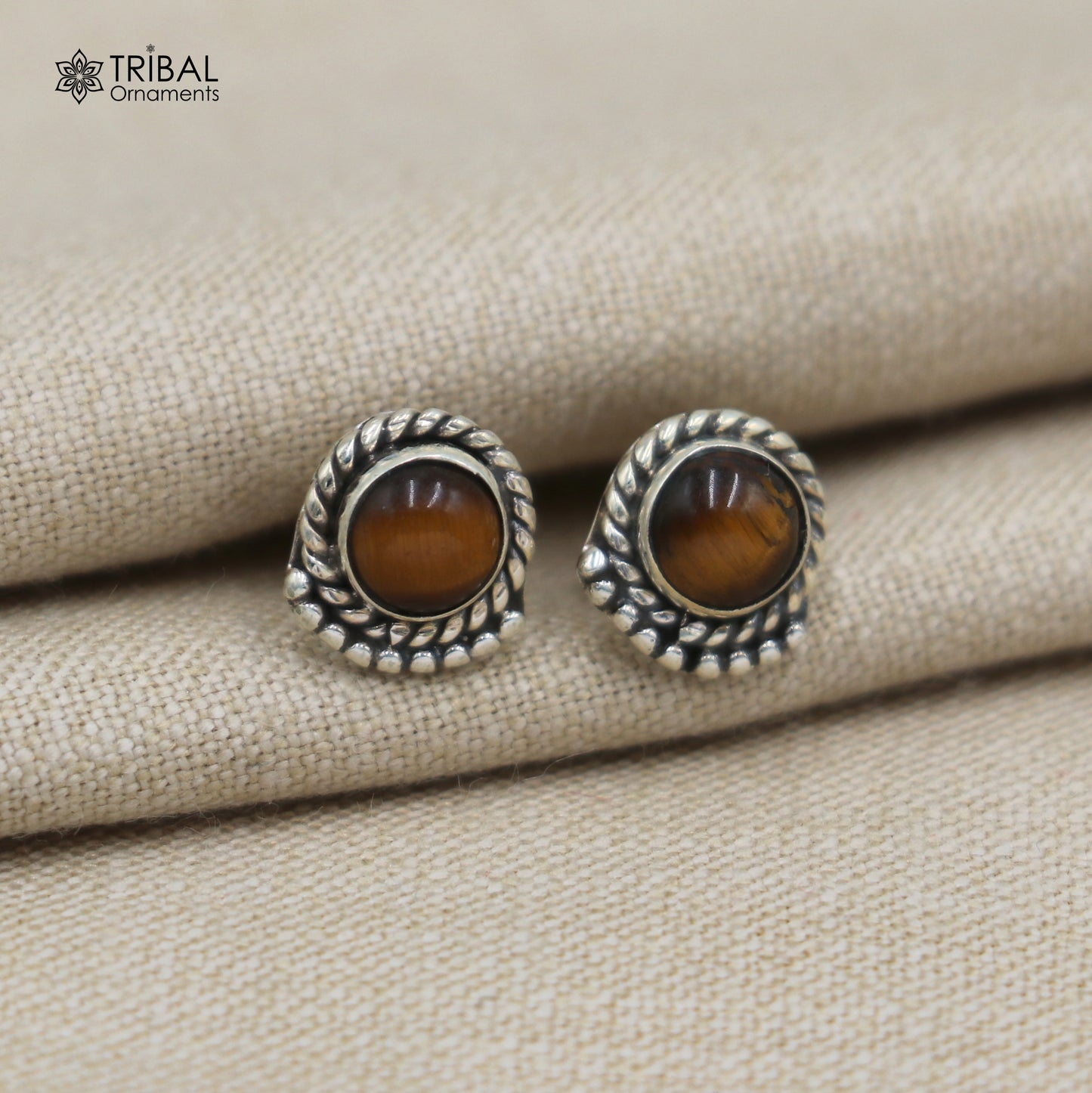 925 sterling silver gorgeous tiger eye stone stud earring best unisex jewelry s1431