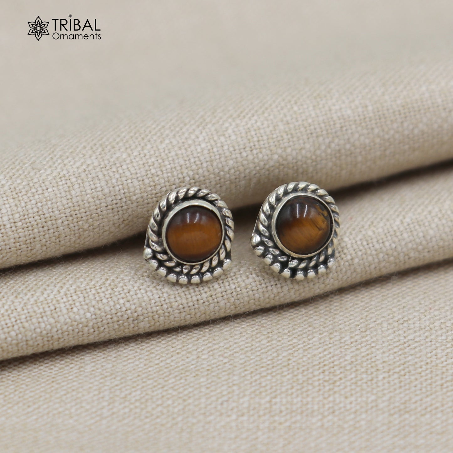 925 sterling silver gorgeous tiger eye stone stud earring best unisex jewelry s1431