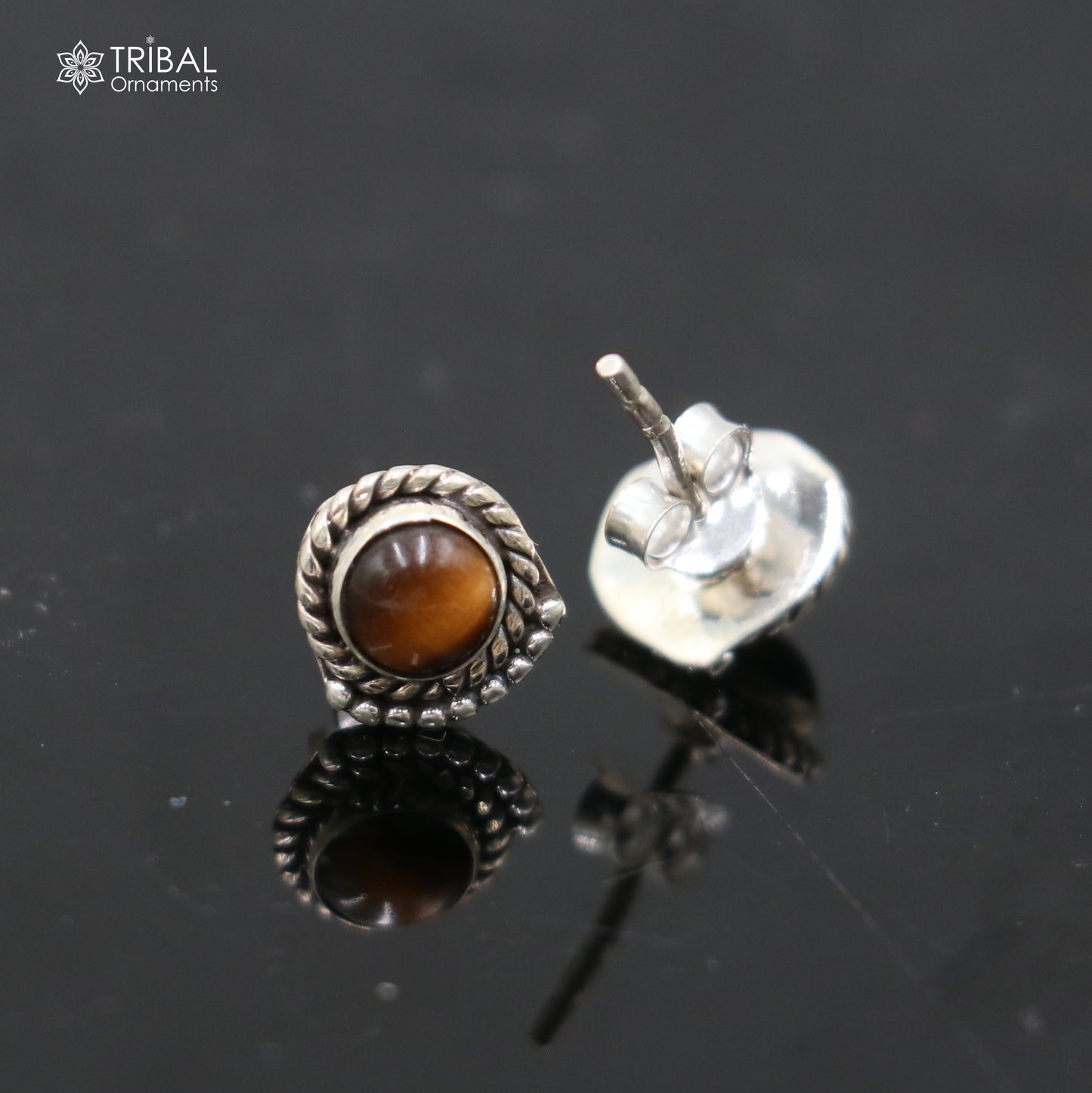 925 sterling silver gorgeous tiger eye stone stud earring best unisex jewelry s1431