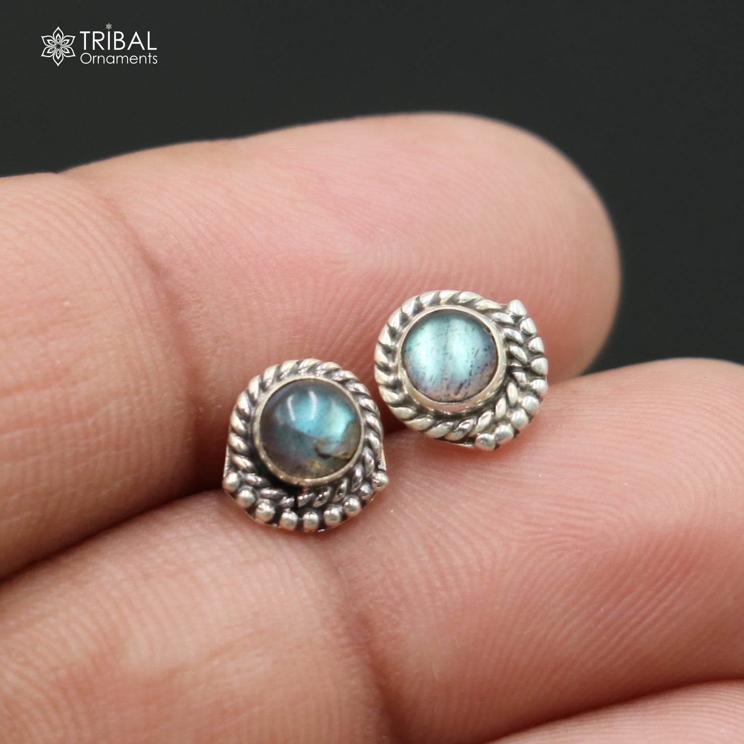 925 sterling silver gorgeous round shape labradorite stone stud earring best unisex jewelry s1428