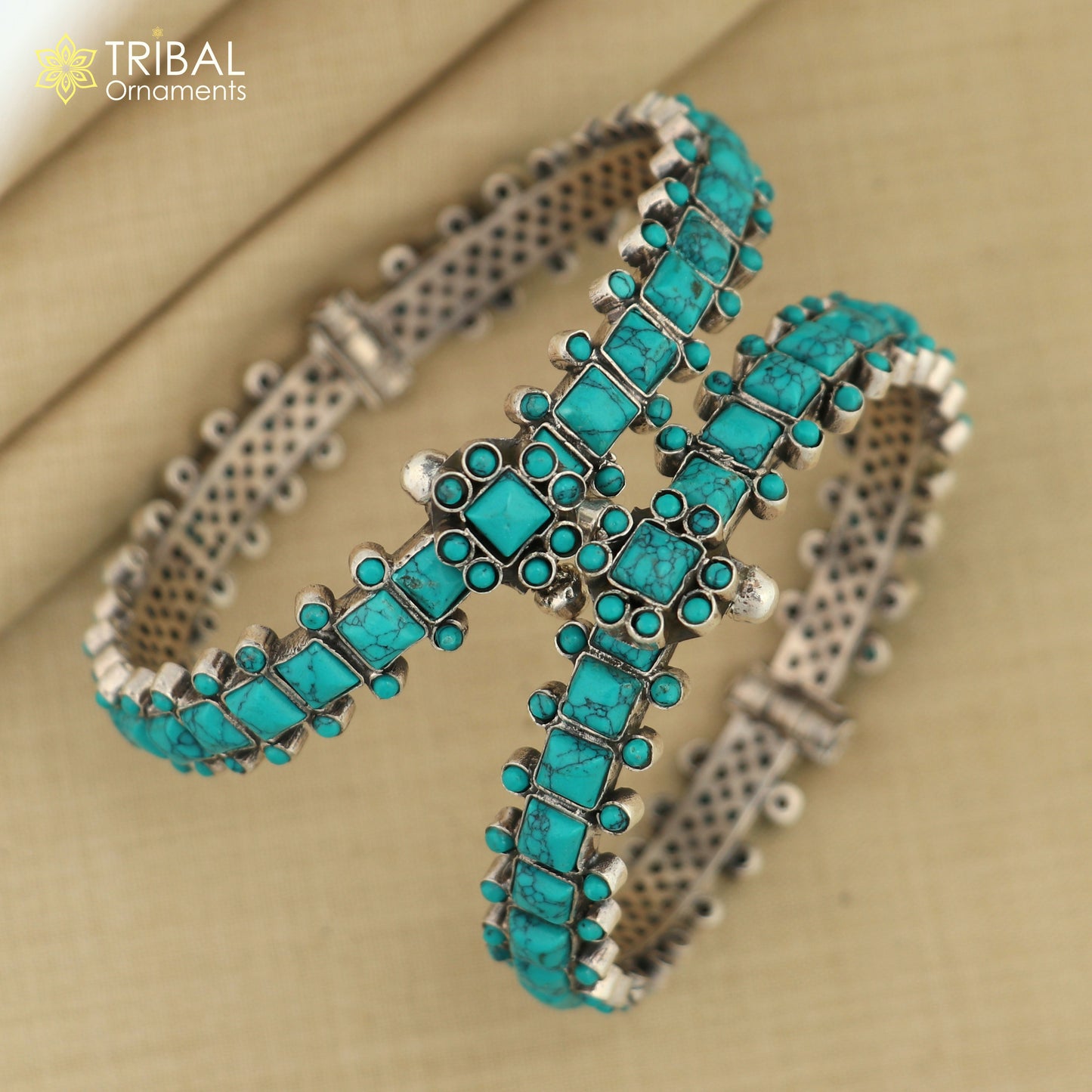 925 sterling silver Stylish bangle bracelet kada turquoise stone wedding gifting jewelry nsk884