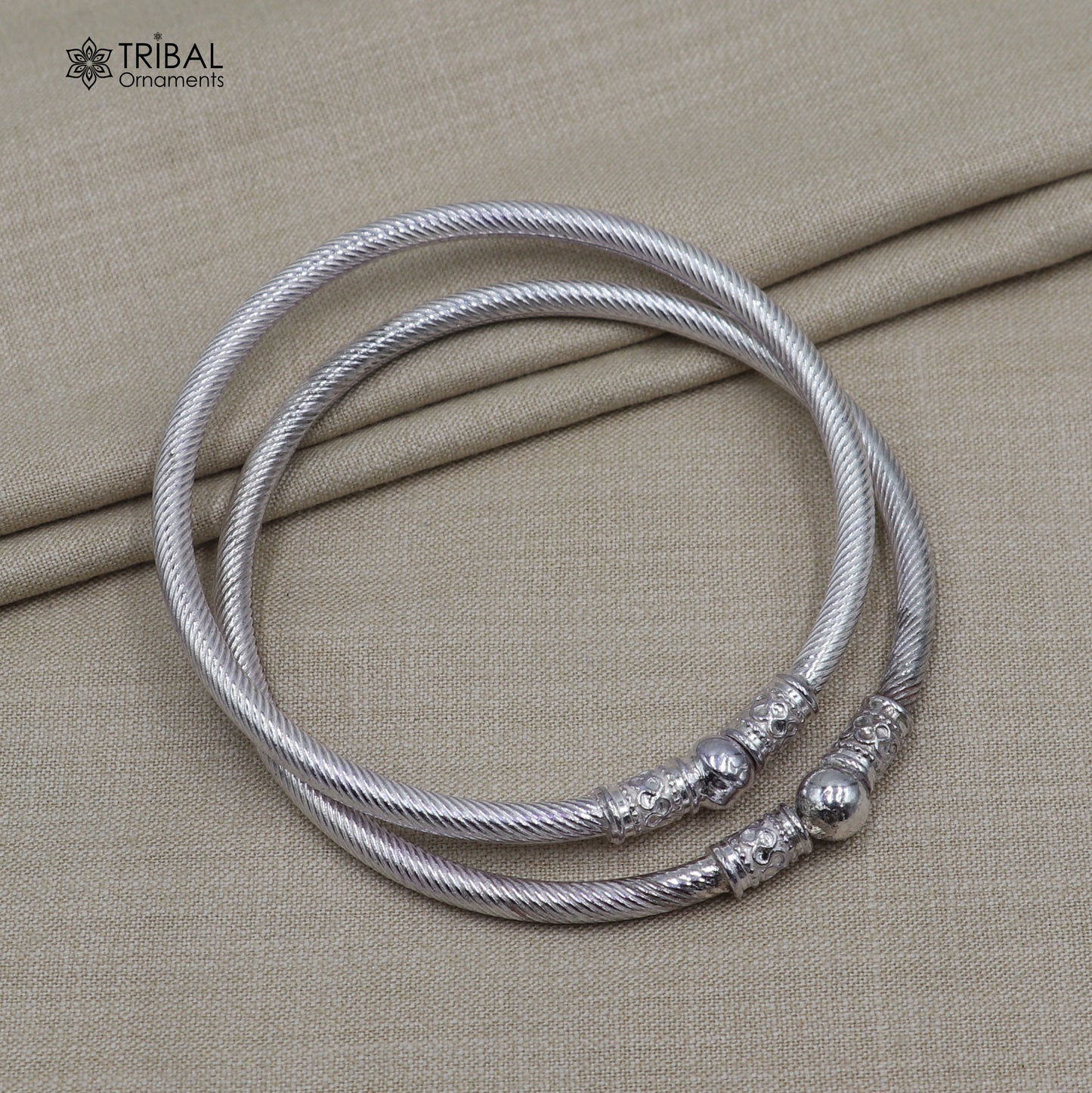 925 Sterling silver customized stylish ball design bangle kada tribal jewelry nba960