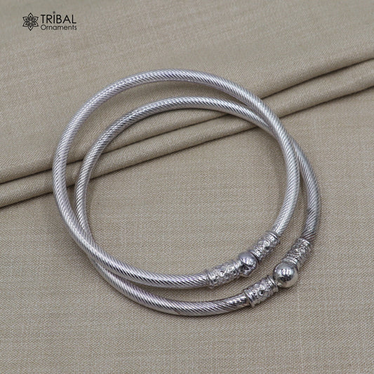 925 Sterling silver customized stylish ball design bangle kada tribal jewelry nba960