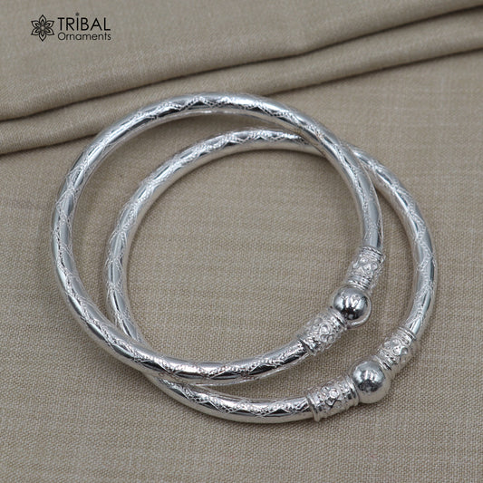 925 Sterling silver customized stylish ball design bangle kada tribal jewelry nba962