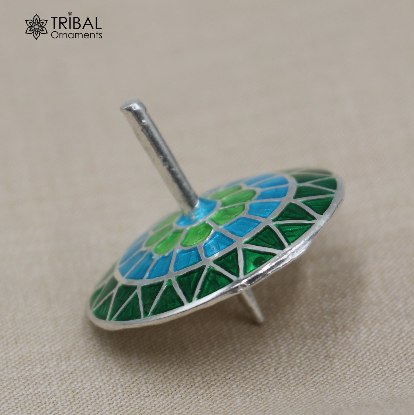 925 sterling silver mandala meenakari design Firki or Lattu toy silver toy for your baby Krishna idols article art855