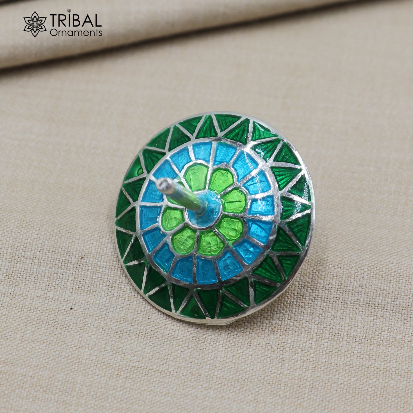 925 sterling silver mandala meenakari design Firki or Lattu toy silver toy for your baby Krishna idols article art855