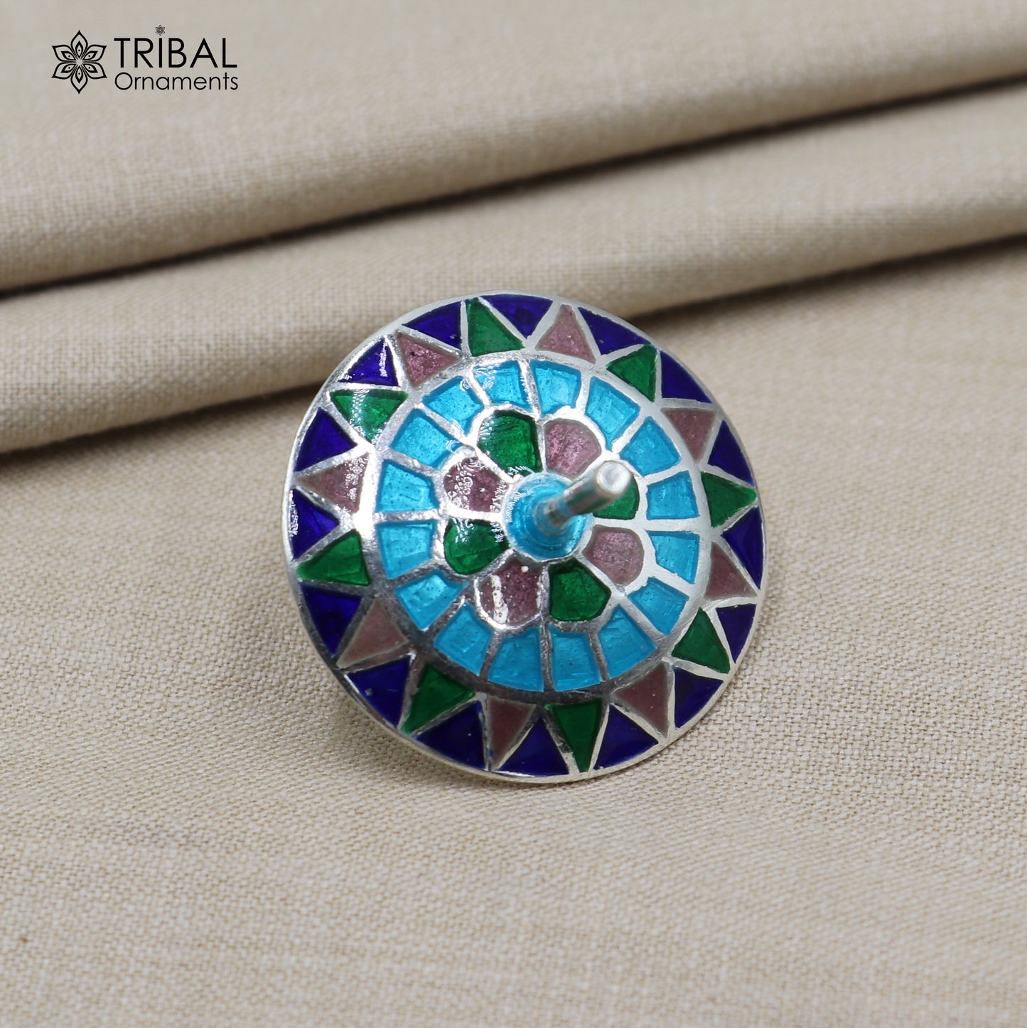 925 sterling silver mandala meenakari design Firki or Lattu toy silver toy for your baby Krishna idols article art854