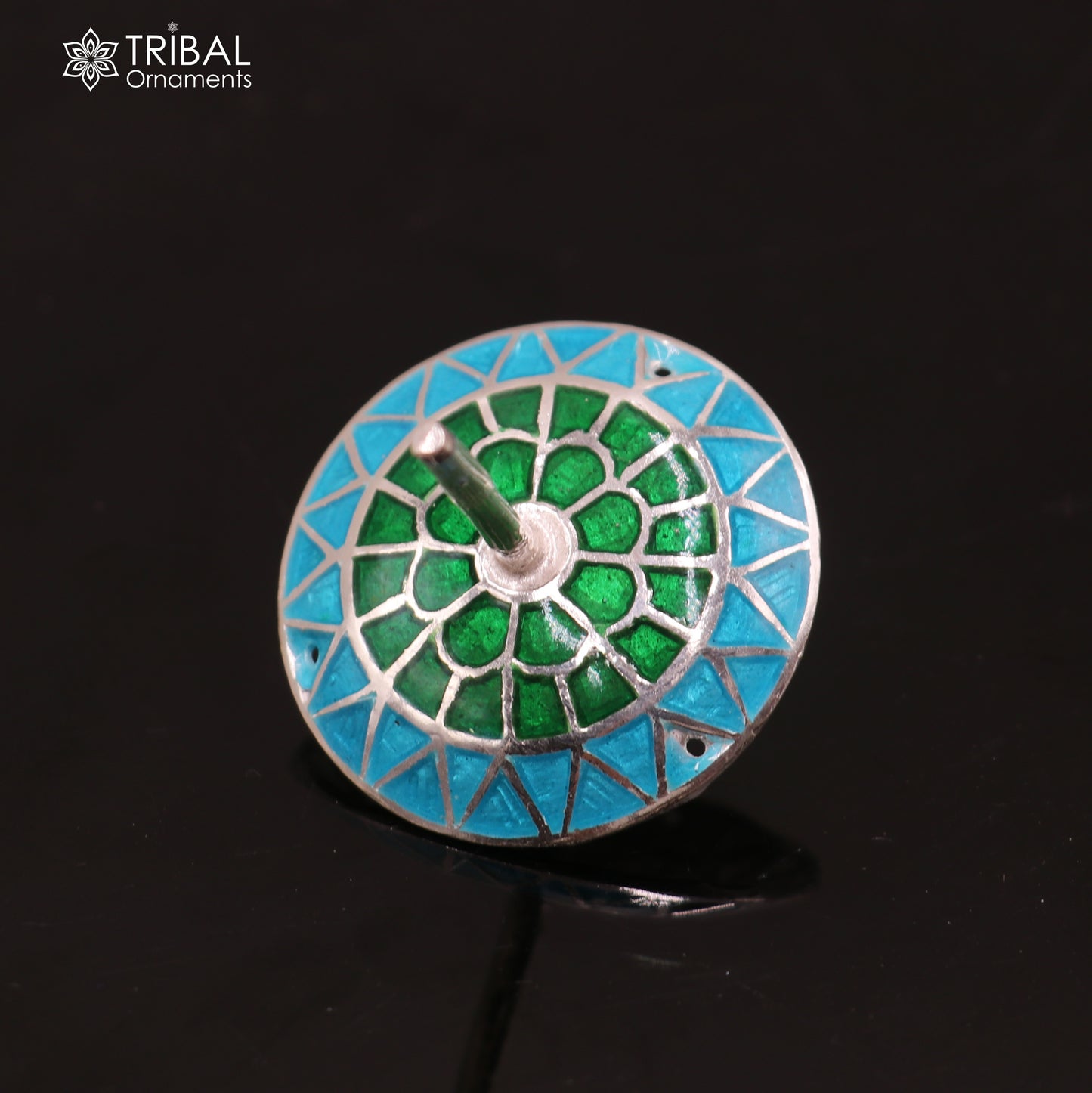 925 sterling silver mandala meenakari design Firki or Lattu toy silver toy for your baby Krishna idols article art856