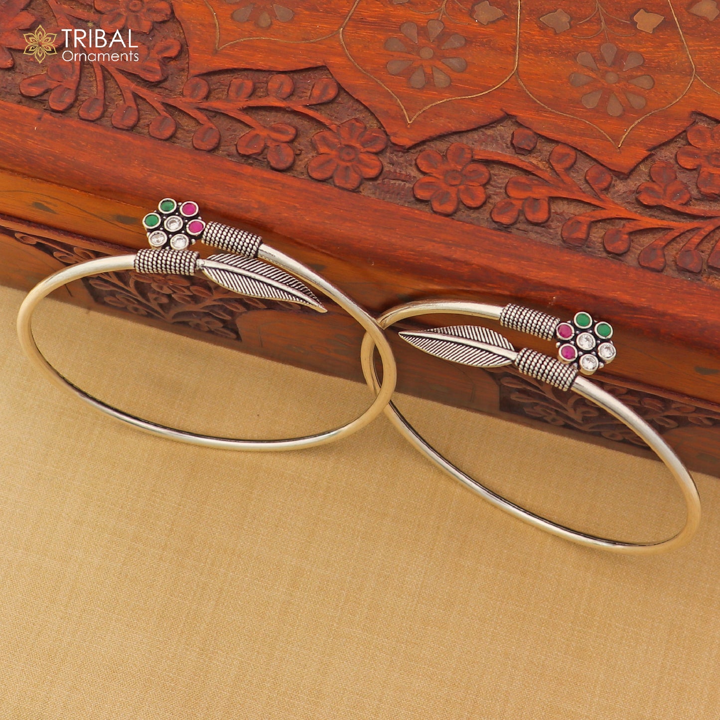 3 mm 925 sterling silver vintage leaf design customized foot ankle kada bracelet jewelry nsfk151