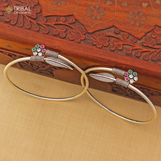 3 mm 925 sterling silver vintage leaf design customized foot ankle kada bracelet jewelry nsfk151