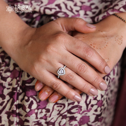 Heart design silver ring