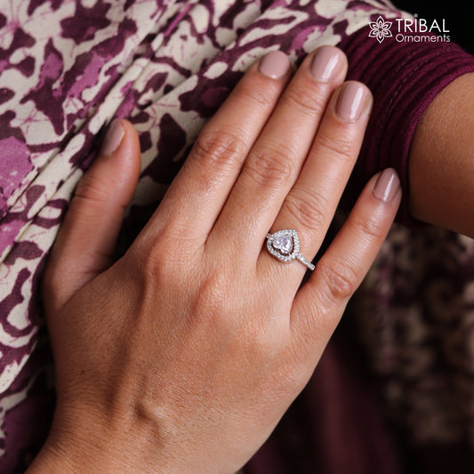 Heart design silver ring