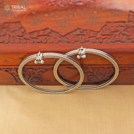 5 mm 925 sterling silver vintage ethnic design customized foot ankle kada bracelet with hanging drops  belly dance jewelry nsfk149