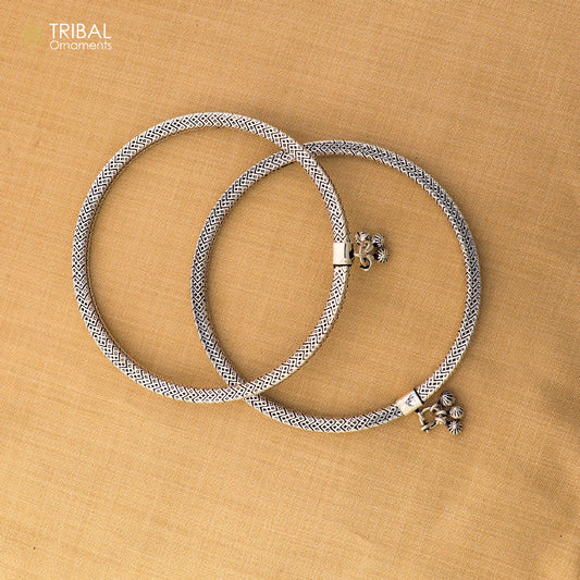 5 mm 925 sterling silver vintage ethnic design customized foot ankle kada bracelet with hanging drops  belly dance jewelry nsfk149