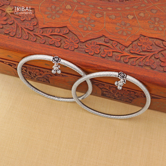 5 mm 925 sterling silver vintage ethnic design customized foot ankle kada bracelet with hanging drops  belly dance jewelry nsfk152