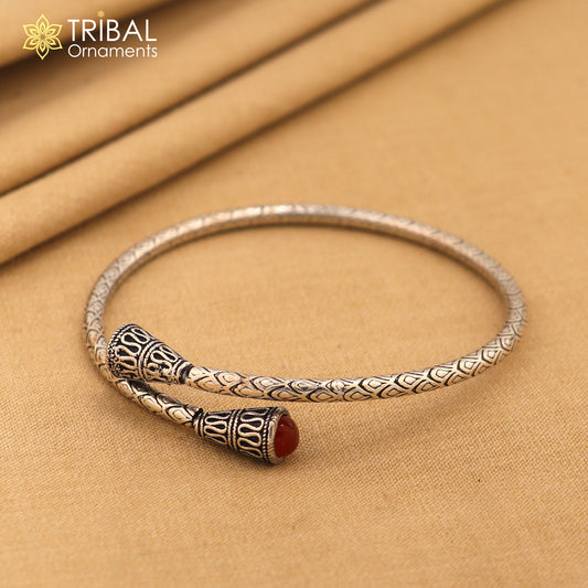 925 sterling silver chitai work rudraksha kada bracelet unisex kada nsk899