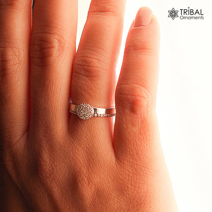925 sterling silver stylish design CZ stone ring by TRIBAL ORNAMENTS, showcasing intricate detailing and sparkling gemstone.
