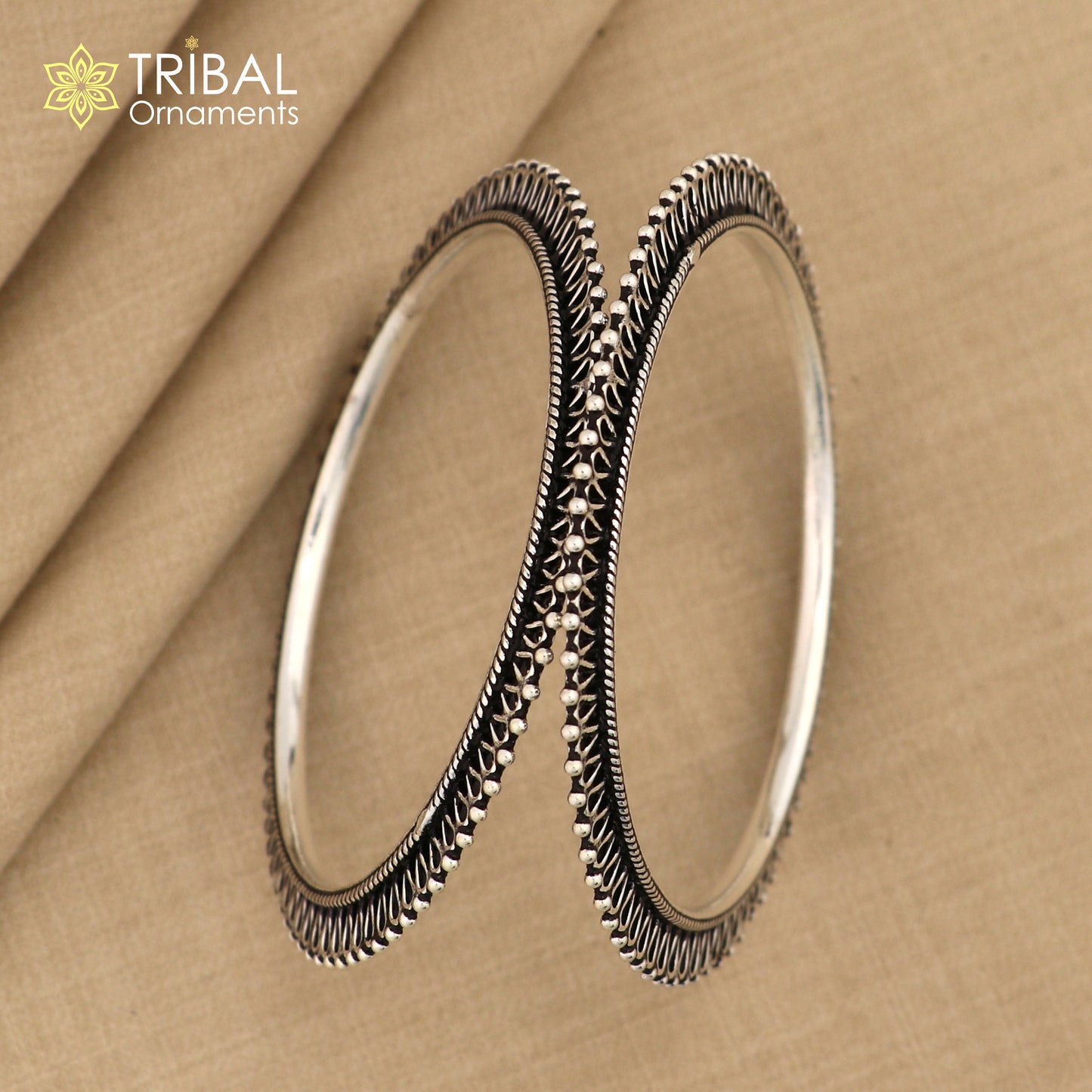 925 silver vintage antique stylish waved beaded bangle bracelet, oxidized silver wedding brides made customized bangles nba201