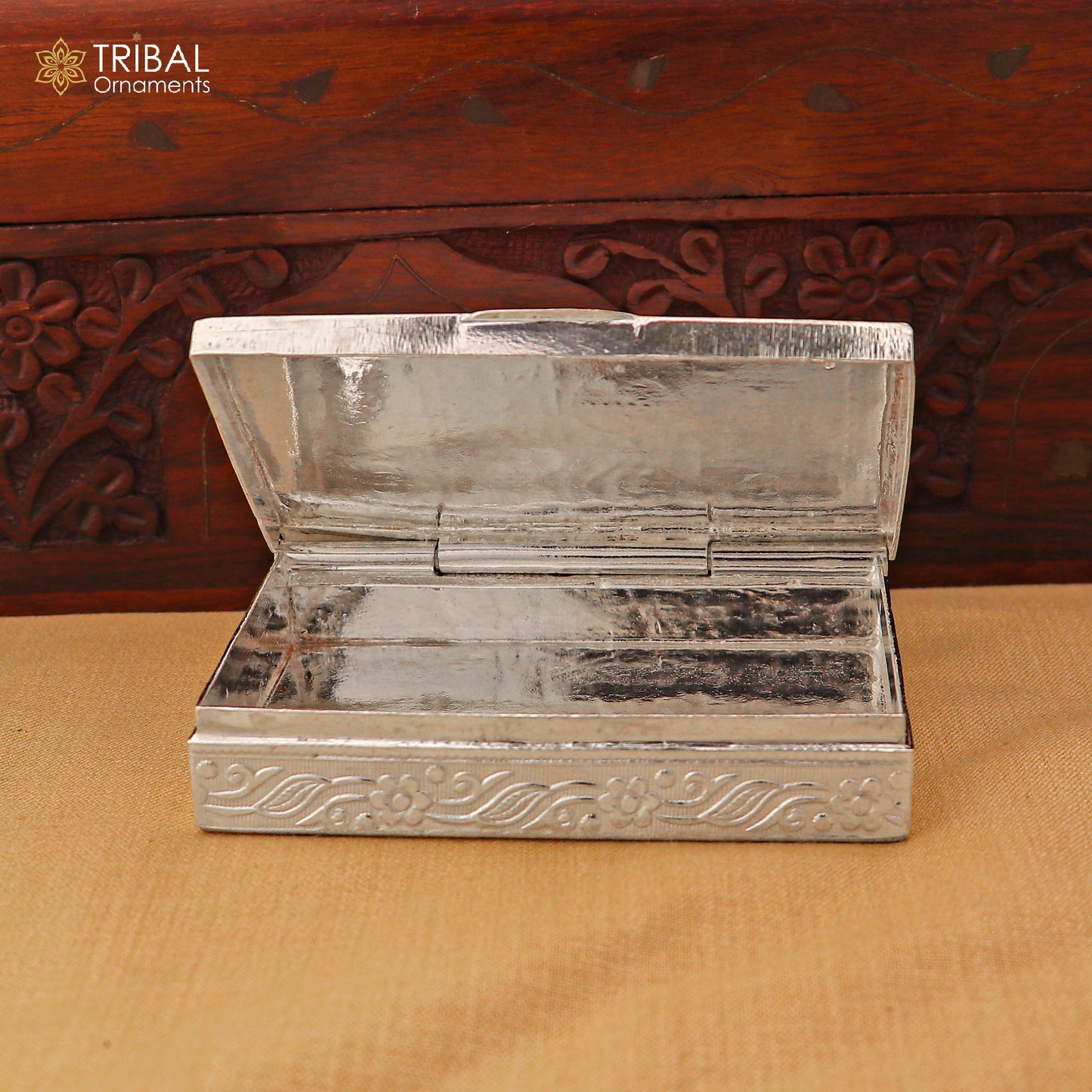 3"X2" 925 sterling silver ashth mangal box trinket box rectangle shape box collection,  stb890