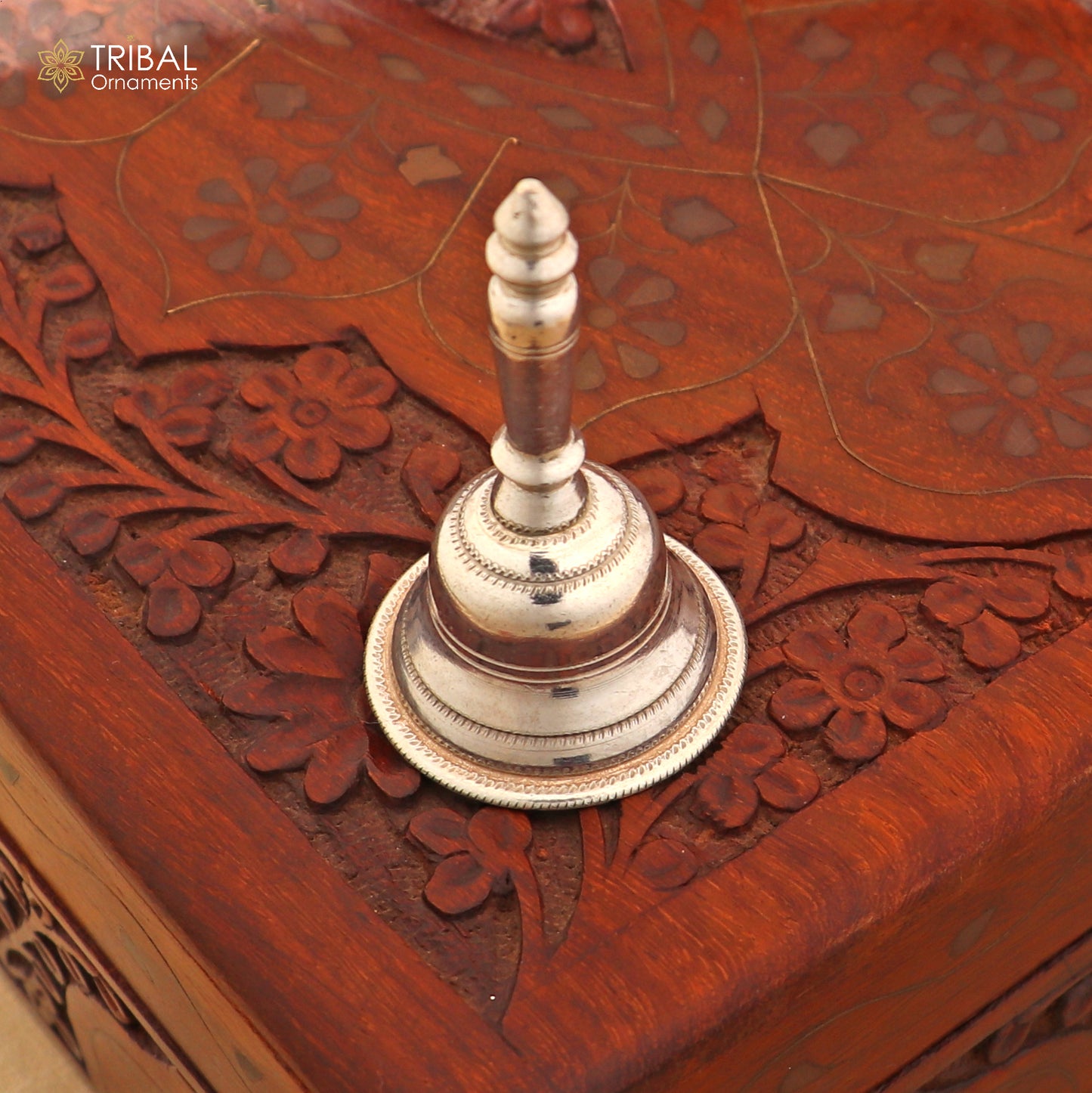 925 Sterling Silver Hand held Bell/Ghanti for pooja article art861