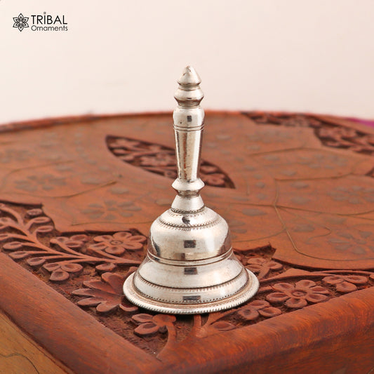 925 Sterling Silver Hand held Bell/Ghanti for pooja article art861