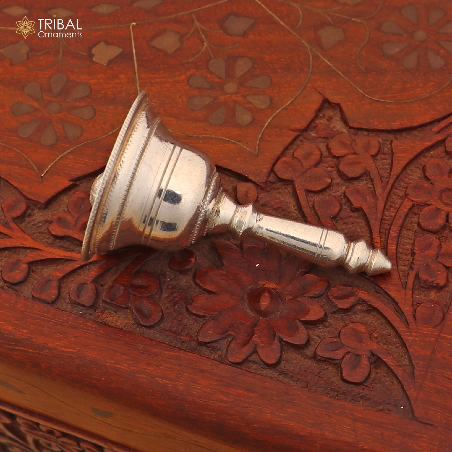 925 Sterling Silver Hand held Bell/Ghanti for pooja article art861