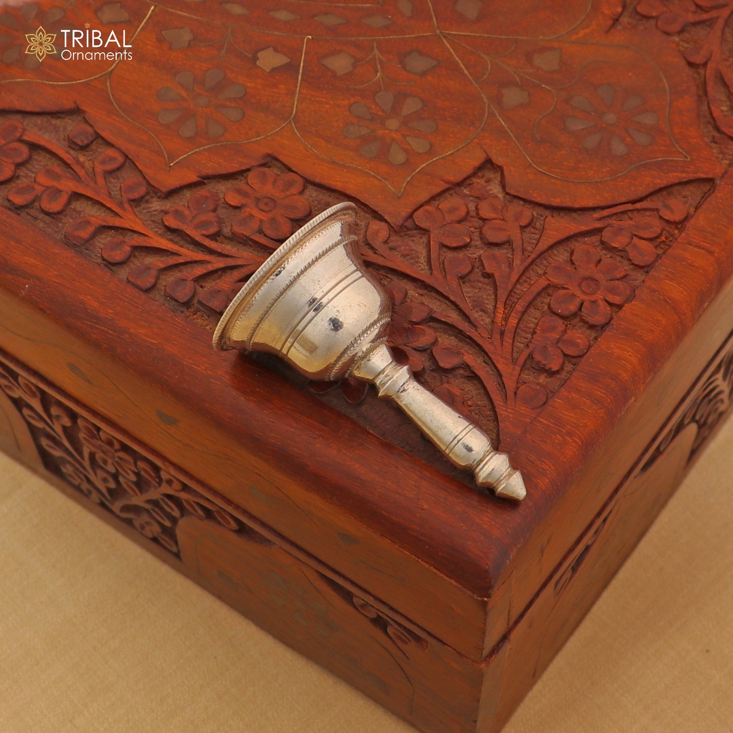 925 Sterling Silver Hand held Bell/Ghanti for pooja article art861