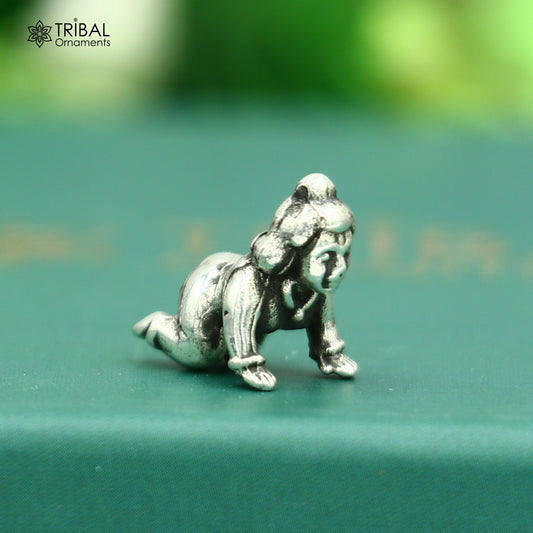 925Sterling silver idol little Radha Rani,crawling radha rani small statue sculpture home temple puja article art40