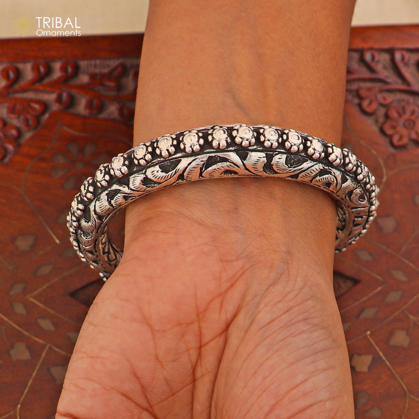 925 sterling silver vintage design customize chitai work cuff bracelet bangle kada jewelry nsk962