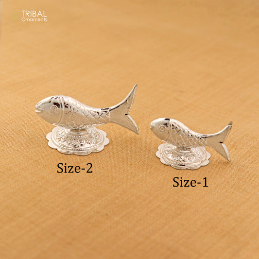 925 sterling silver silver fish, Lord vishnu avatar Matsya, Silver Puja Fish For Prosperity And Good Luck su1388