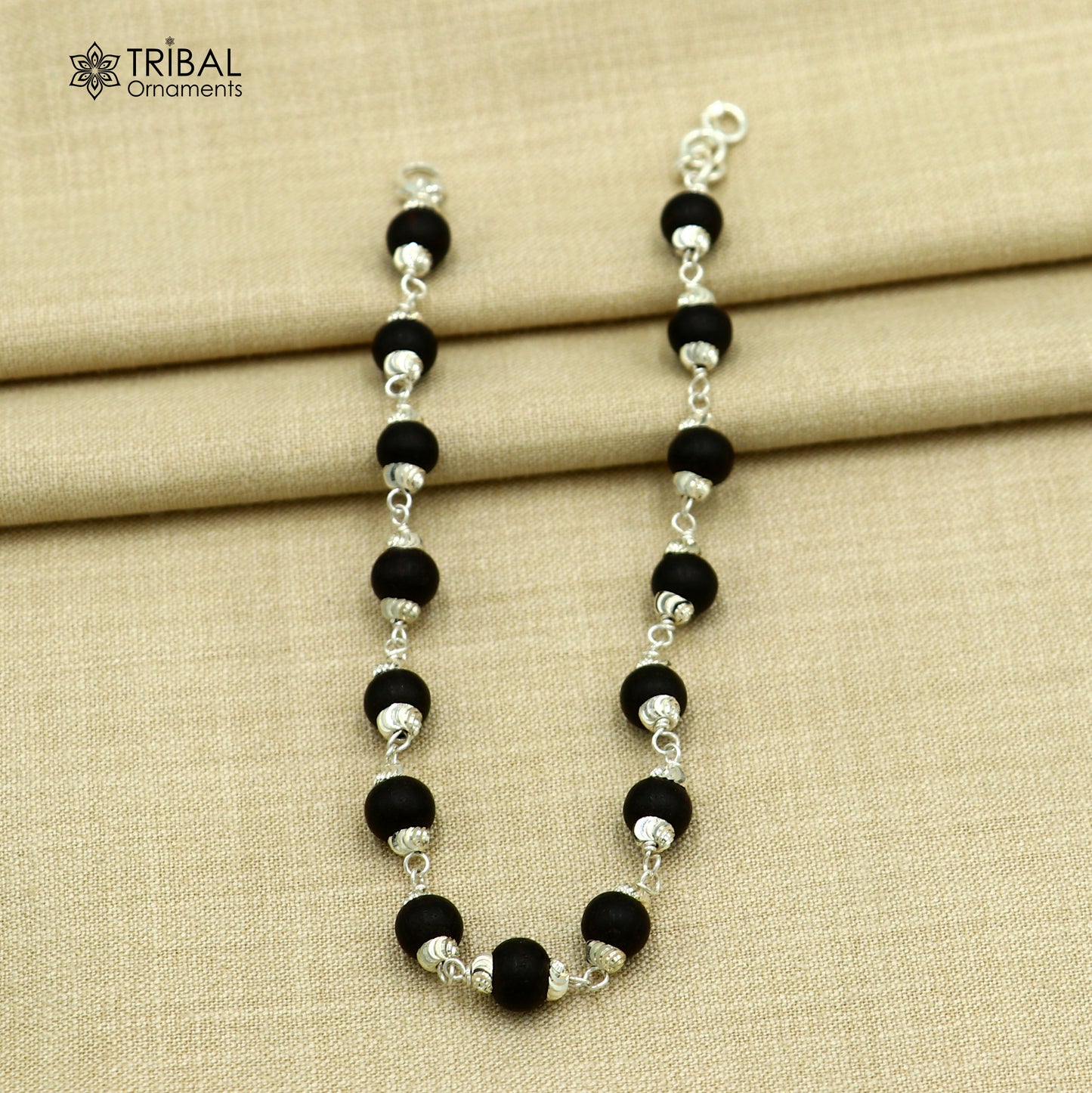 925 Sterling silver karungali black beads bracelet for unisex jewelry sbr784
