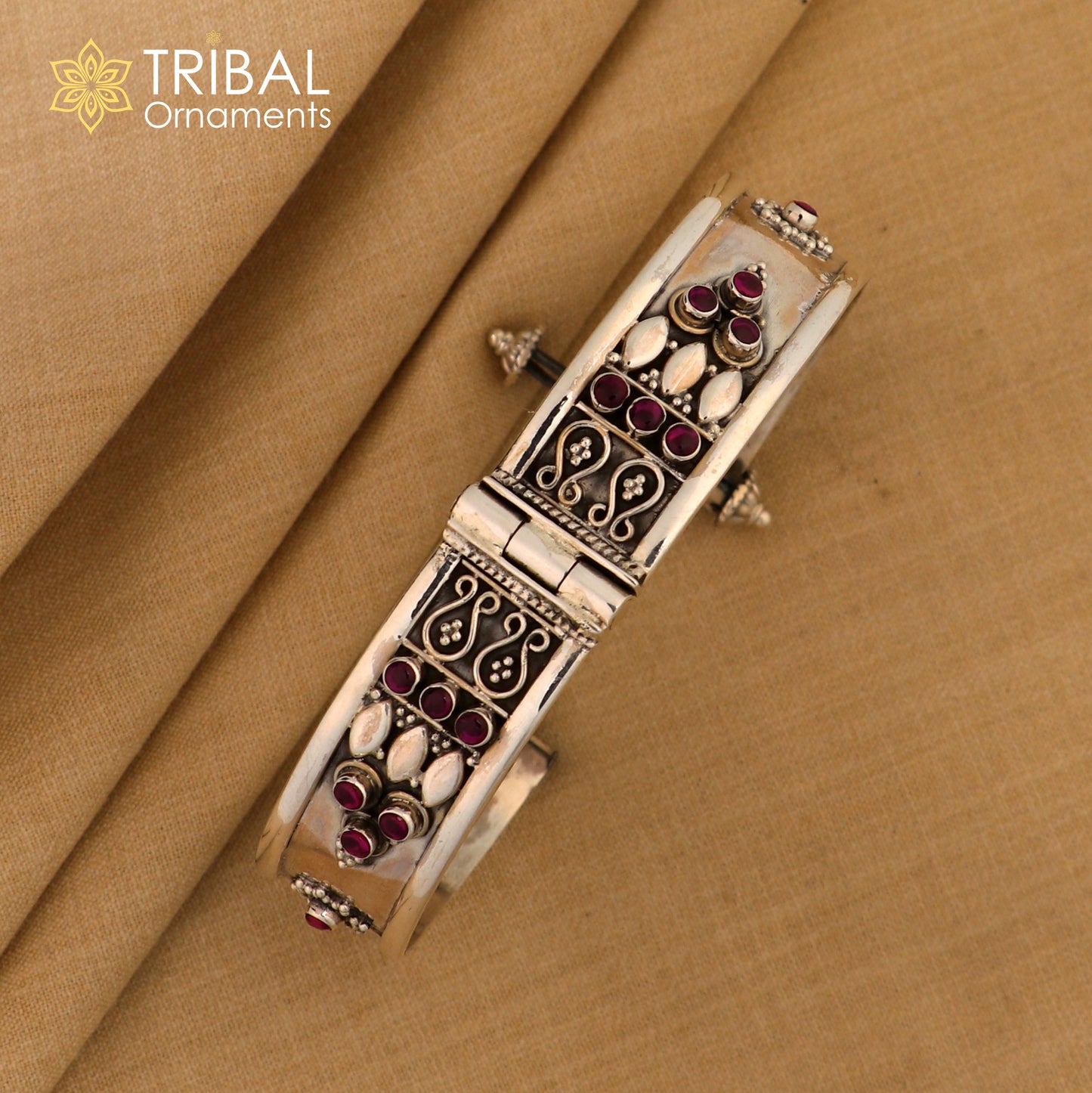 925 sterling silver handmade vintage design purple stone bangle cuff bracelet stunning stylish tribal brides jewelry gifting nssk480