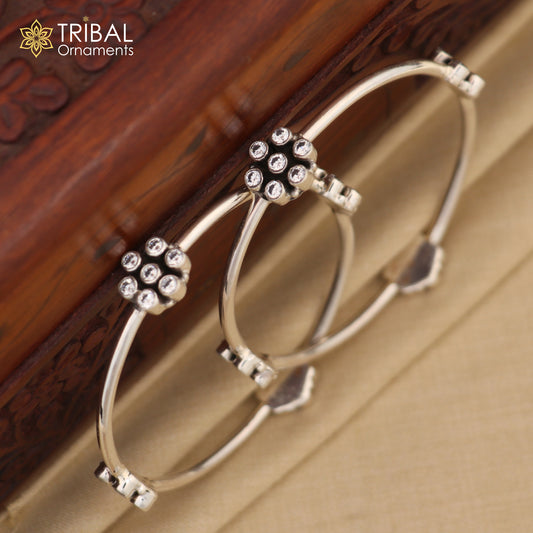 925 sterling silver plain bangle bracelet with gorgeous cubic zircon stone bangles brides or girl's jewelry ba127