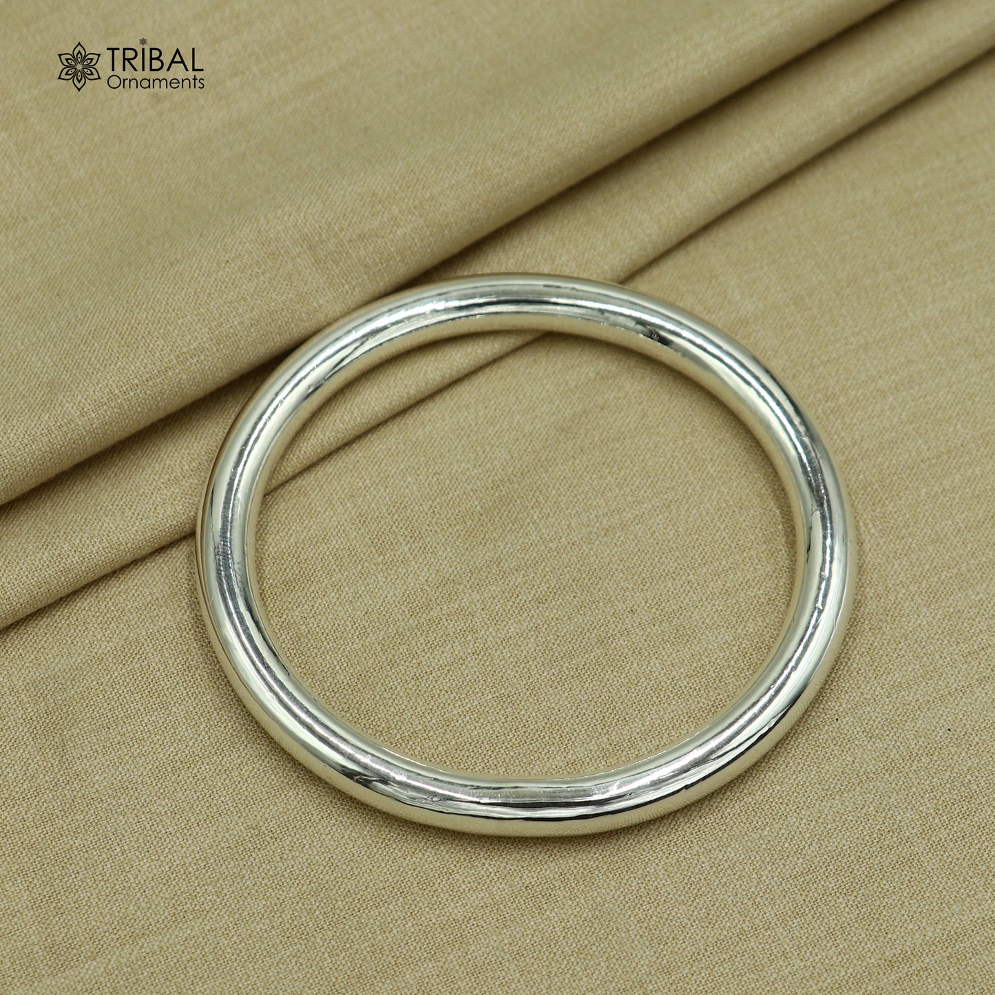 Solid 999 silver customized round plain bangle kada tribal jewelry nsk945