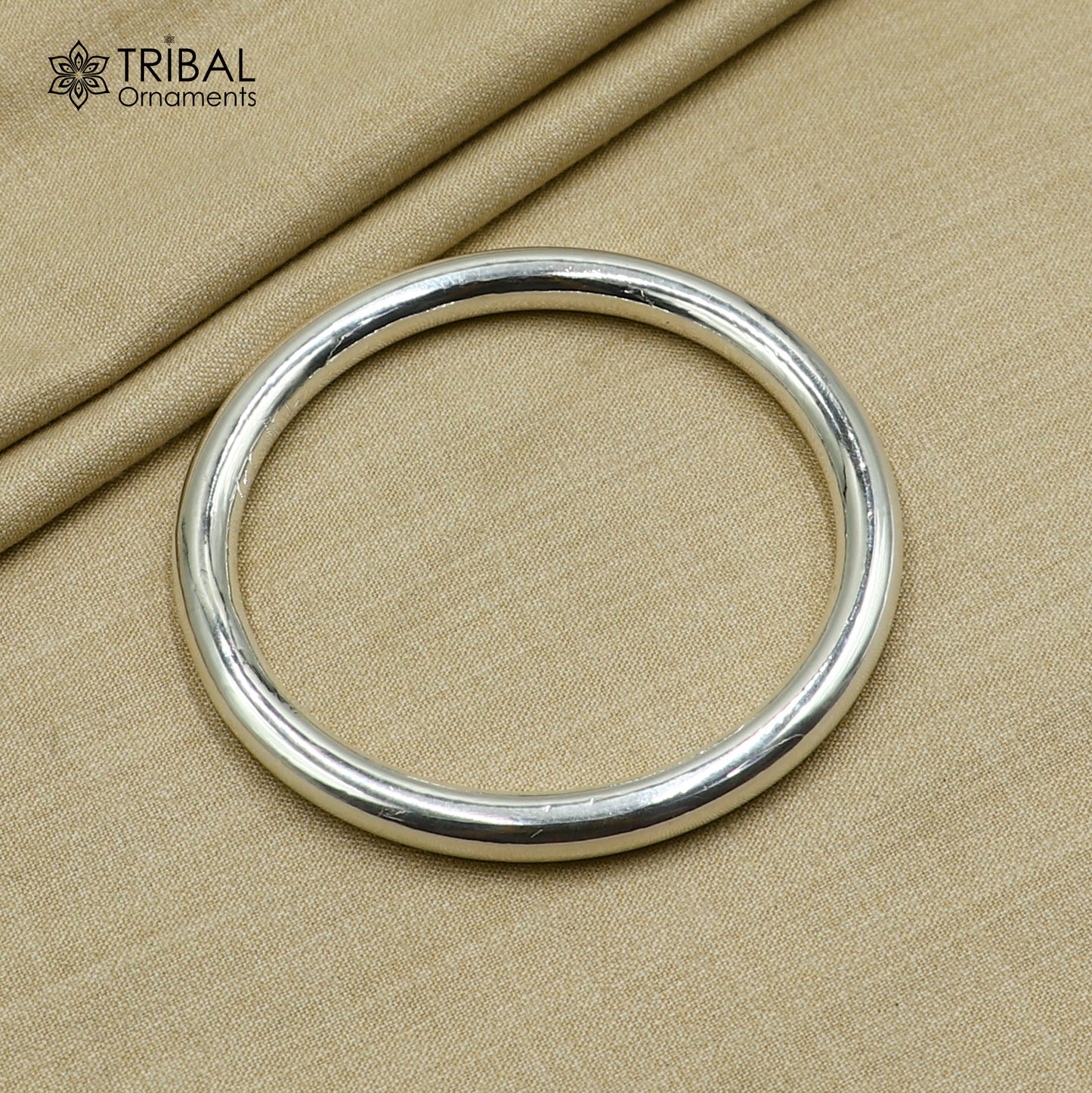 Solid 999 silver customized round plain bangle kada tribal jewelry nsk945
