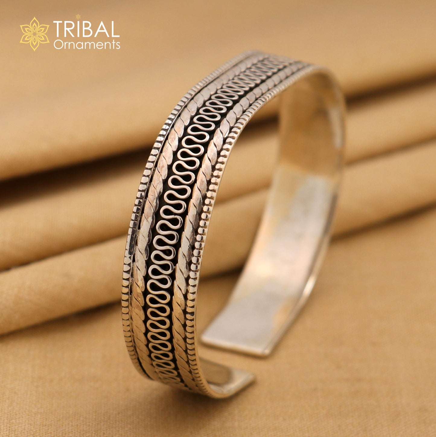 925 sterling silver vintage design handmade work cuff bangle bracelet kada cuff221