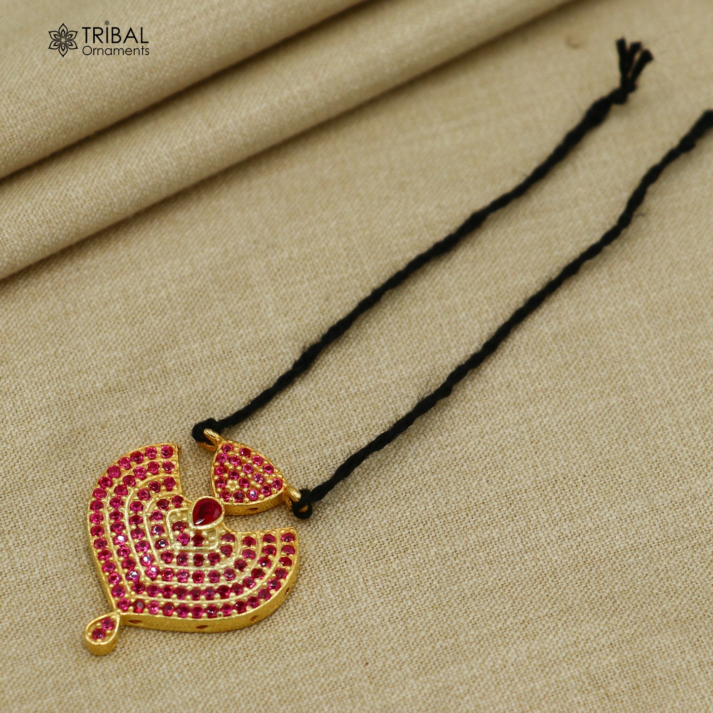 925 sterling silver pink stone style necklace for idols or god statues gold polished jewelry set774