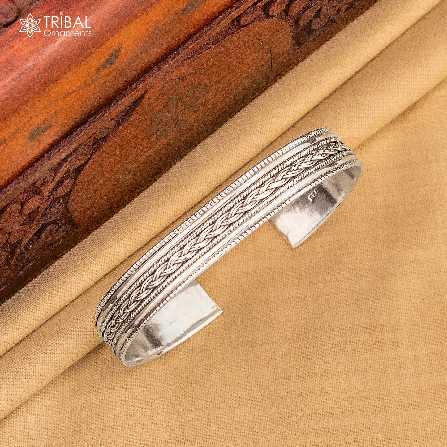 925 sterling silver vintage design handmade work cuff bangle bracelet kada cuff222