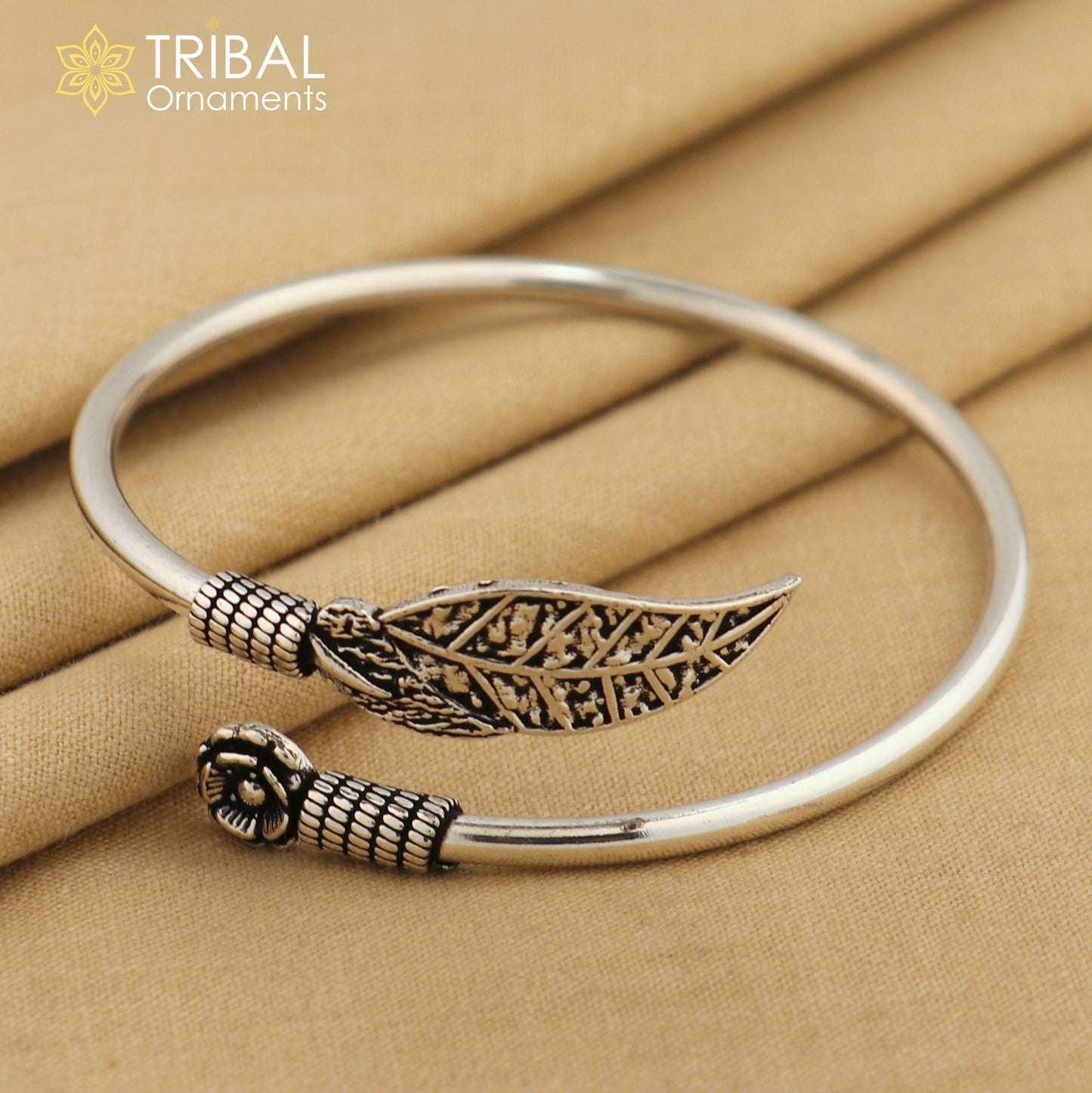 Flower and tree leaf style 925 sterling silver bangle bracelet kada for girl's women's jewelry nsk635
