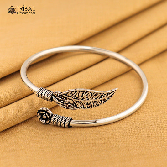 Flower and tree leaf style 925 sterling silver bangle bracelet kada for girl's women's jewelry nsk635