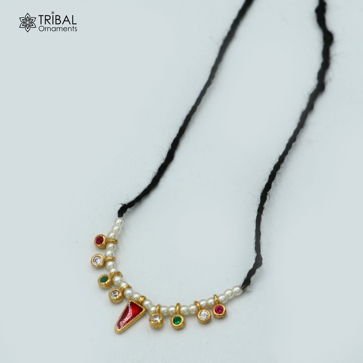 925 sterling silver pearl style multi color stone necklace for idols or god statues gold polished jewelry set776
