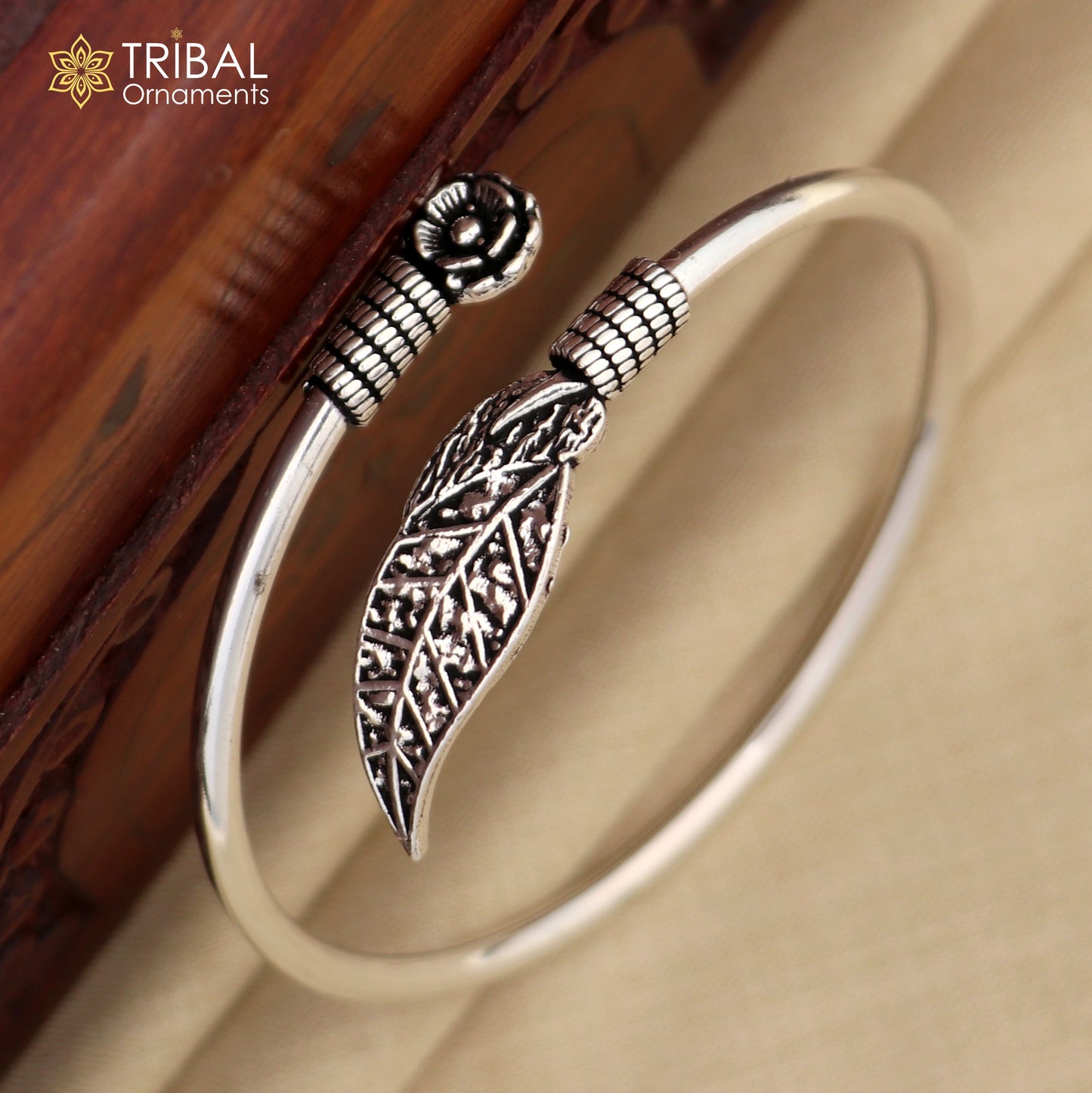 Flower and tree leaf style 925 sterling silver bangle bracelet kada for girl's women's jewelry nsk635