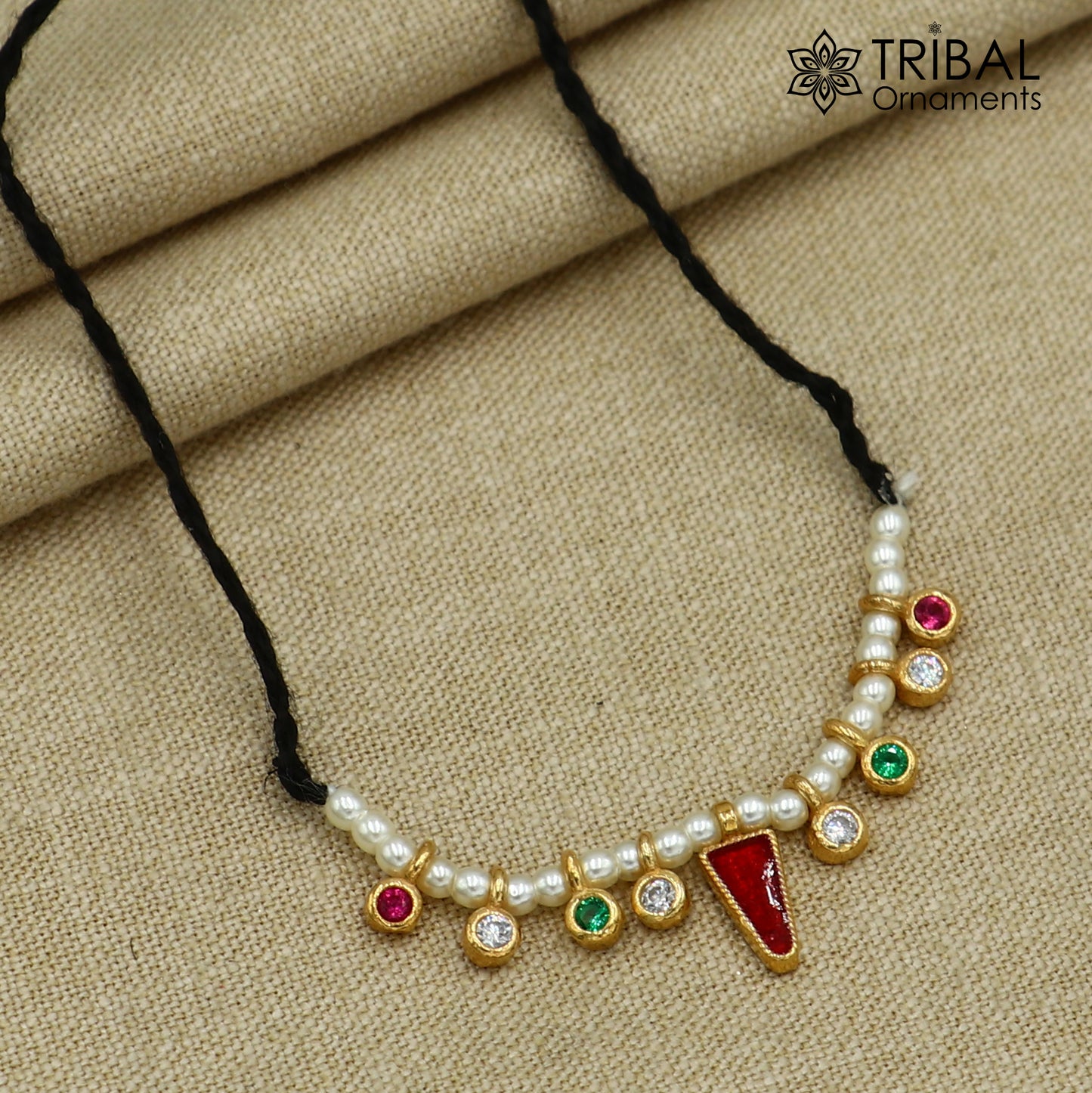 925 sterling silver pearl style multi color stone necklace for idols or god statues gold polished jewelry set776