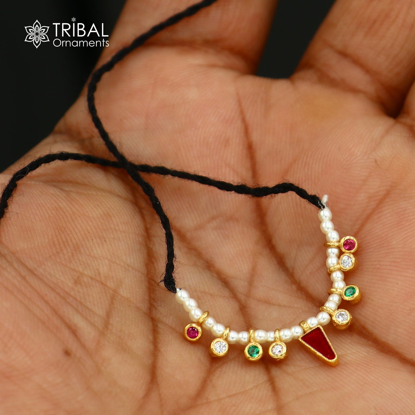 925 sterling silver pearl style multi color stone necklace for idols or god statues gold polished jewelry set776