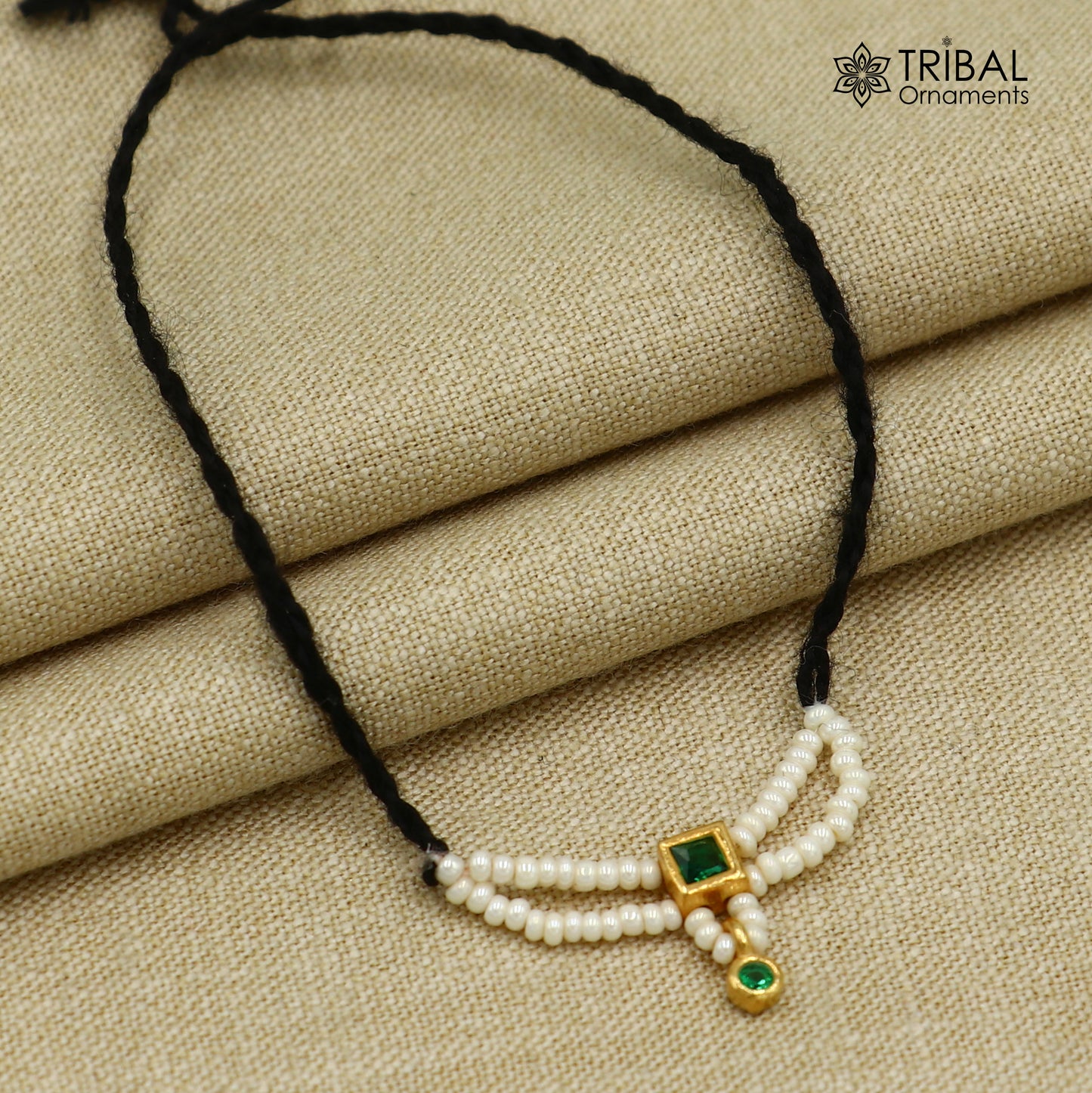 925 sterling silver pearl style green stone necklace for idols or god statues gold polished jewelry set777