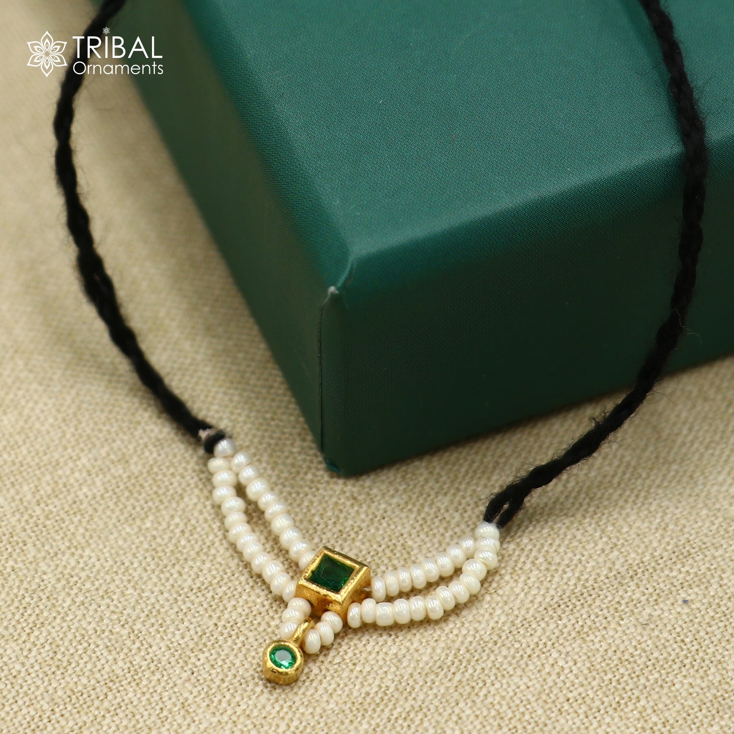 925 sterling silver pearl style green stone necklace for idols or god statues gold polished jewelry set777